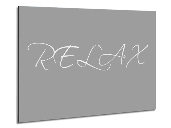 Bathroom Quote Relax Grey White Metal Print