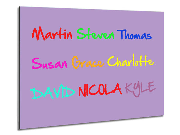 Your Name In A Choice Of Colours Lilac Metal Print