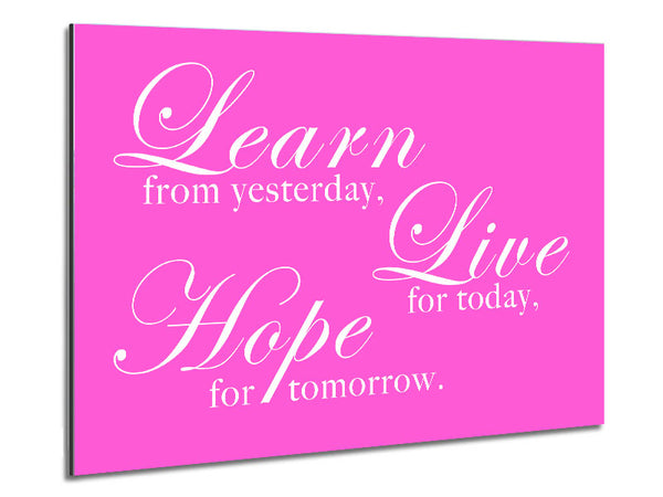 Home Quote Learn Live Hope Vivid Pink Metal Print