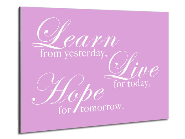 Home Quote Learn Live Hope Pink Metal Print