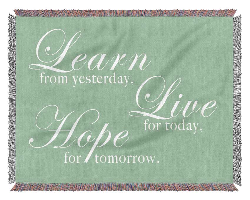 Home Quote Learn Live Hope Green Woven Blanket