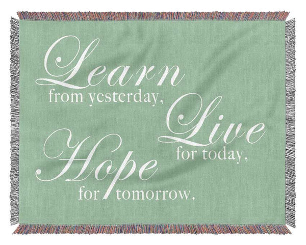 Home Quote Learn Live Hope Green Woven Blanket