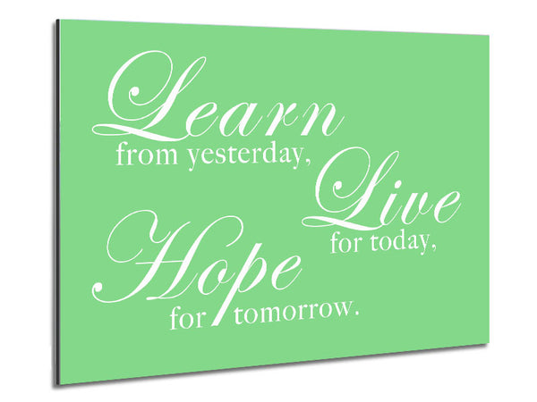 Home Quote Learn Live Hope Green Metal Print
