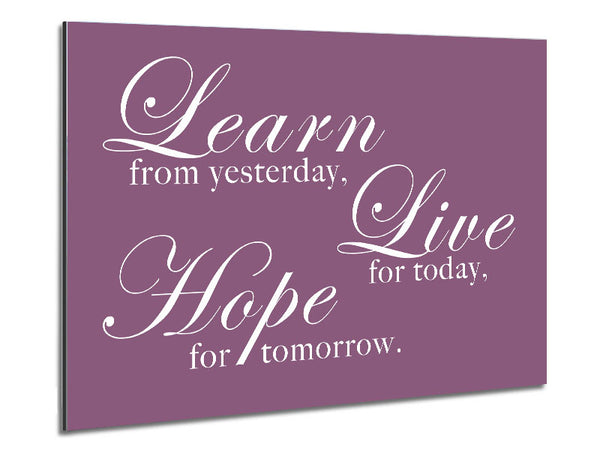 Learn Live Hope Dusty Pink Metal Print