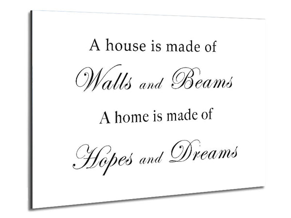 Home Quote Walls n Beams Hopes n Dreams White Metal Print