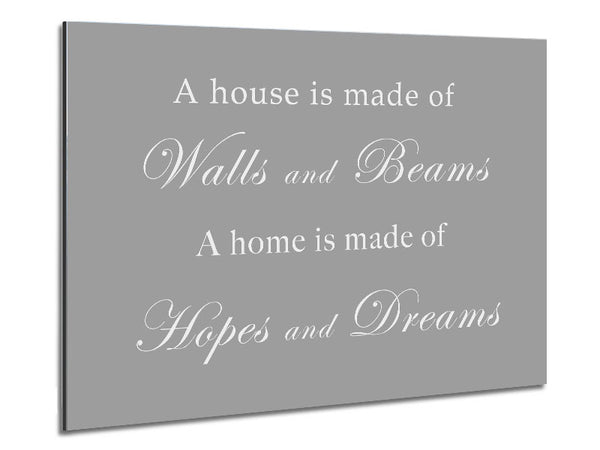 Home Quote Walls n Beams Hopes n Dreams Grey White Metal Print