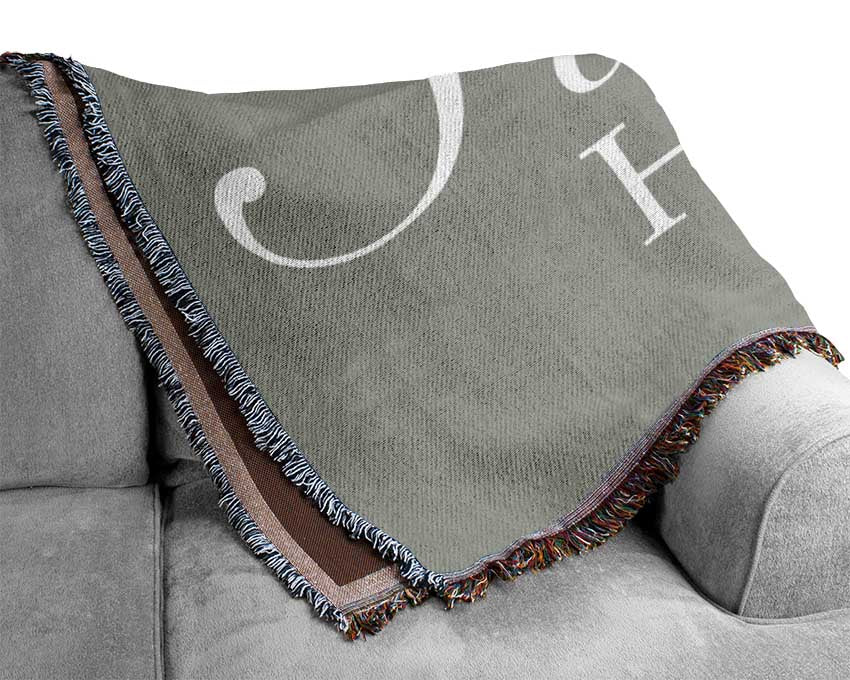 Home Quote Home Sweet Home Grey White Woven Blanket