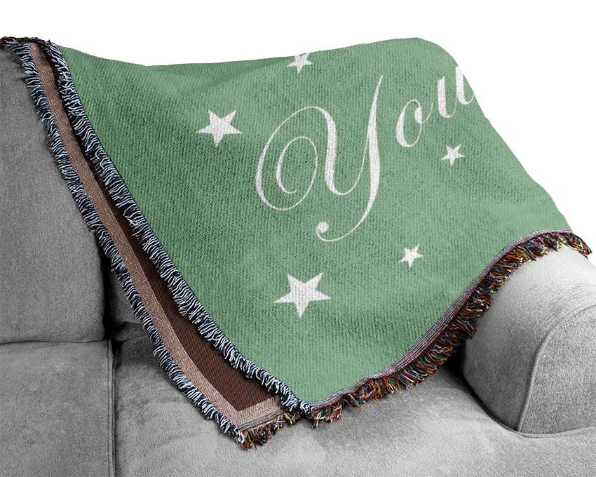 Nursery Quote We Made A Wish And You Came True Green Woven Blanket