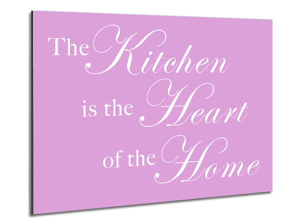 Kitchen Quote The Kitchen Is The Heart Of The Home Pink Metal Print