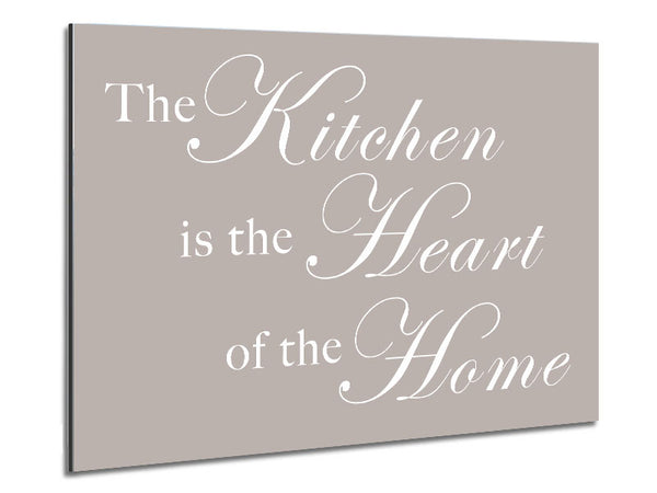 Kitchen Quote The Kitchen Is The Heart Of The Home Beige Metal Print