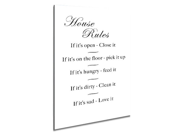 House Rules 2 White Metal Print