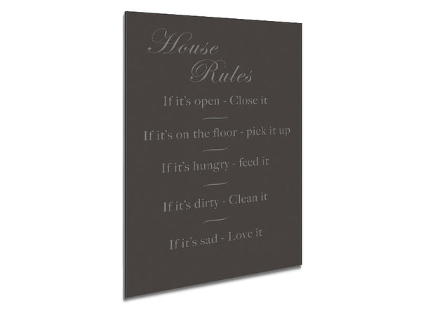Family Quote House Rules 2 Chocolate Metal Print