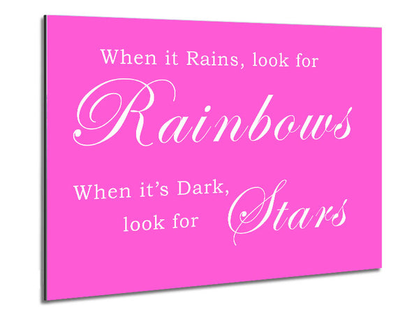 When It Rains Look For Rainbows Vivid Pink Metal Print