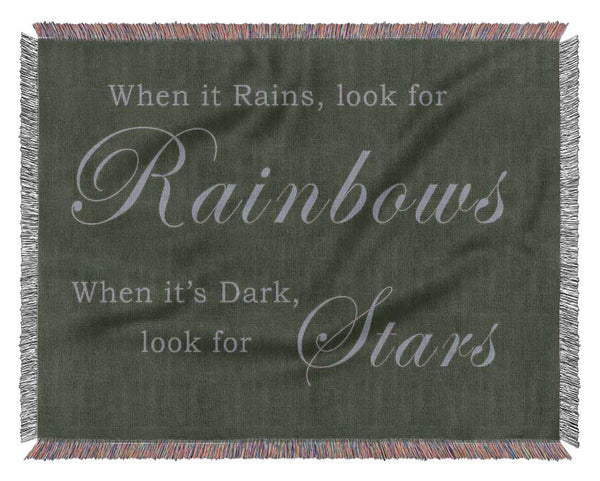 When It Rains Look For Rainbows Chocolate Woven Blanket