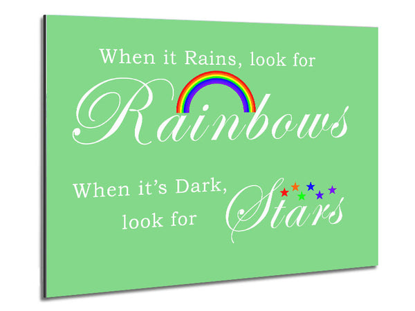 When It Rains Look For Rainbows 2 Green Metal Print