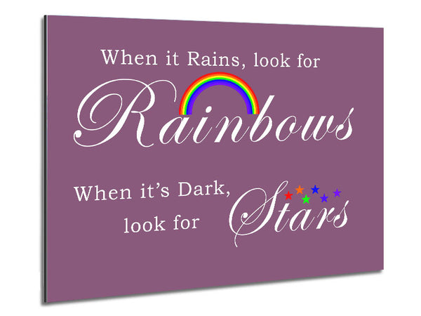 When It Rains Look For Rainbows 2 Dusty Pink Metal Print
