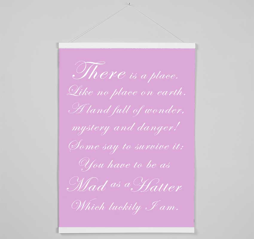 Alice In Wonderland As Mad As A Hatter Pink Hanging Poster - Wallart-Direct UK