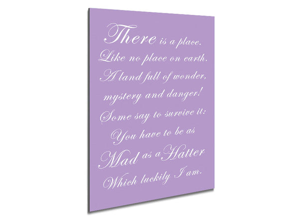 Alice In Wonderland As Mad As A Hatter Lilac Metal Print