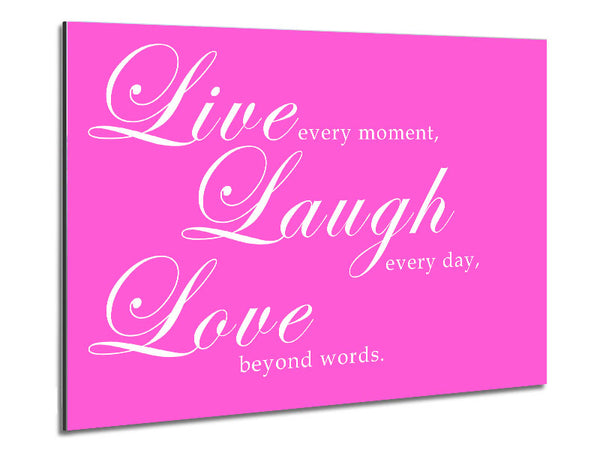 Love Quote Live Laugh Love 2 Vivid Pink Metal Print