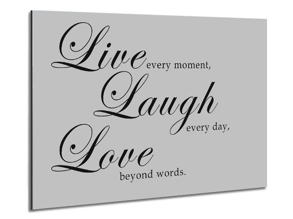 Family Quote Live Laugh Love 2 Grey Metal Print