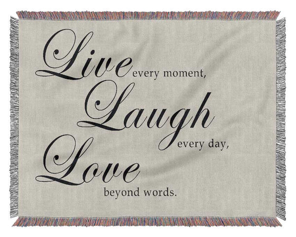 Family Quote Live Laugh Love 2 Grey Woven Blanket
