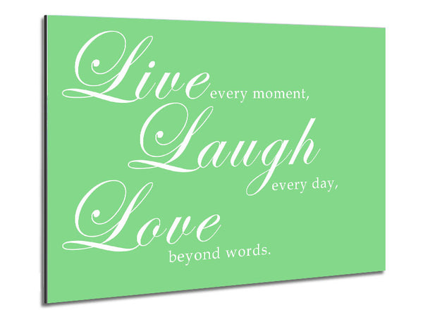 Family Quote Live Laugh Love 2 Green Metal Print