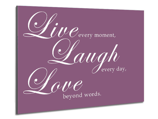 Family Quote Live Laugh Love 2 Dusty Pink Metal Print