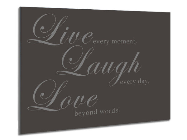 Family Quote Live Laugh Love 2 Chocolate Metal Print