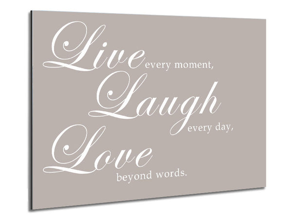 Family Quote Live Laugh Love 2 Beige Metal Print