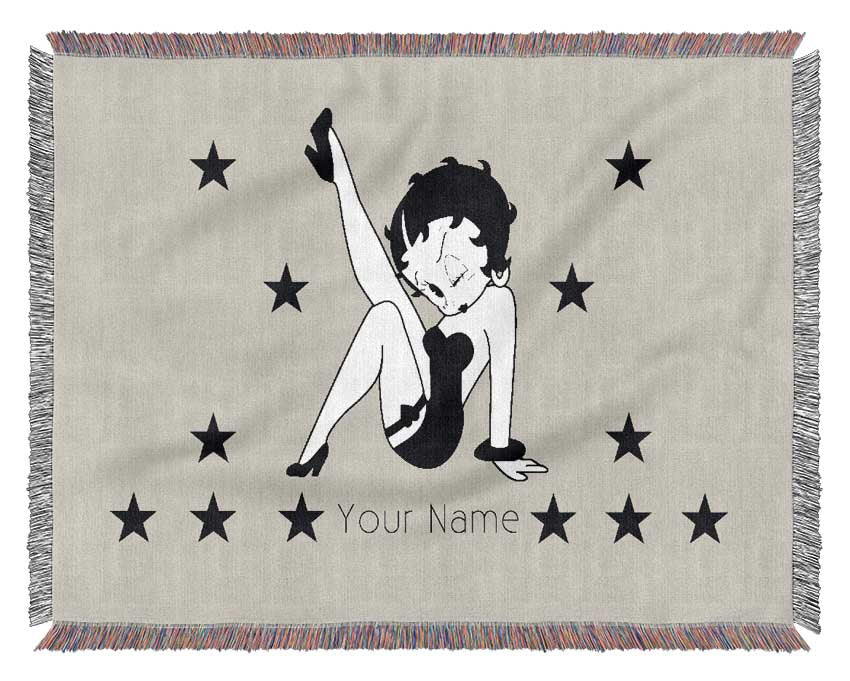 Girls Room Quote Betty Boop Your Name Stars Grey Woven Blanket