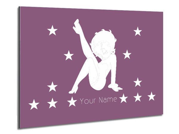 Betty Boop Your Name Stars Dusty Pink Metal Print