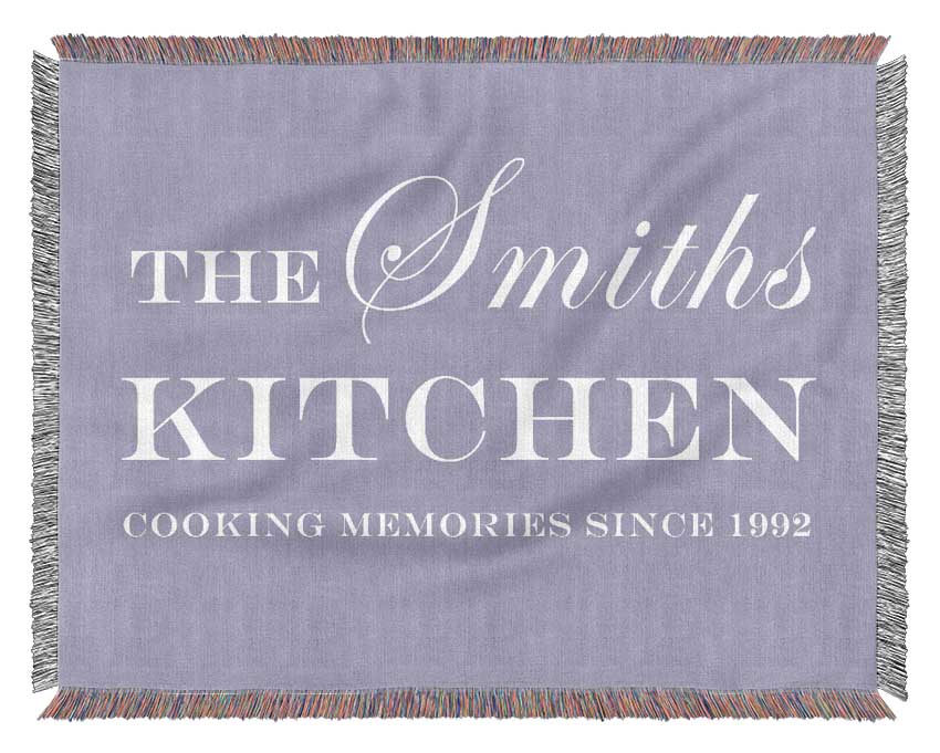 Kitchen Quote Your Family Name And Date Kitchen Lilac Woven Blanket