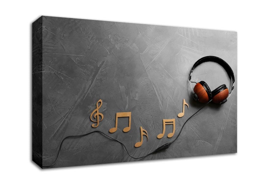  A Canvas Print of 3D musical notes and headphones Canvas Print