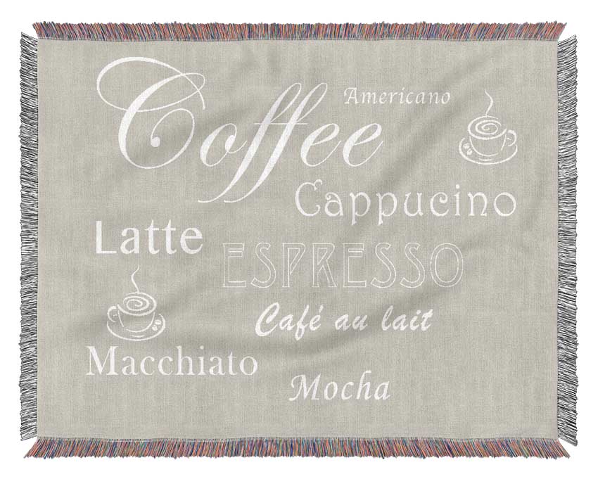 Kitchen Quote Coffee Delight Pink Woven Blanket