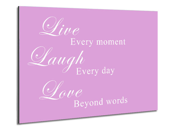 Love Quote Live Laugh Love Pink Metal Print