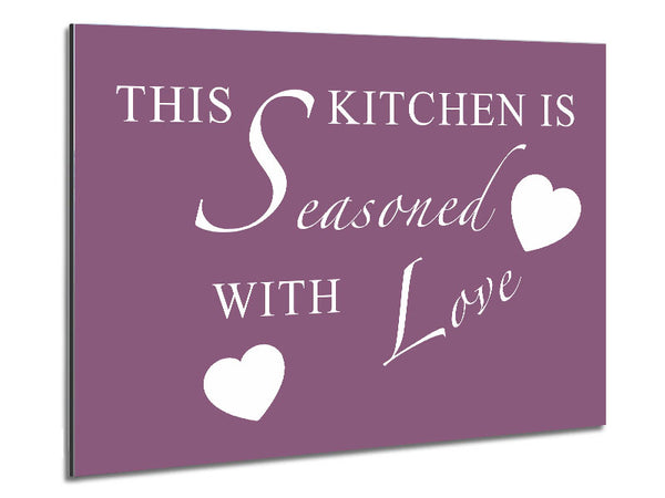 Kitchen Quote This Kitchen Is Seasoned With Love Dusty Pink Metal Print