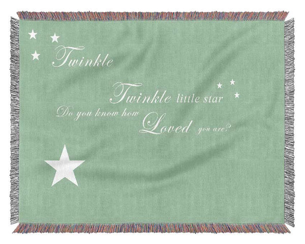 Nursery Quote Twinkle Twinkle Little Star 1 Green Woven Blanket