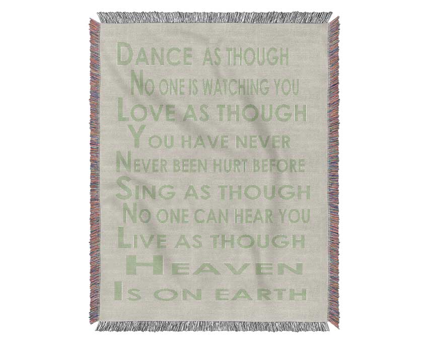 Home Quote Heaven Is On Earth Lime Green Woven Blanket