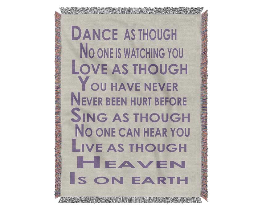 Home Quote Heaven Is On Earth Lilac Woven Blanket
