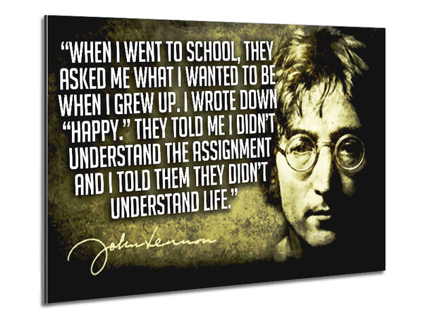 Motivational Quote Music Quote John Lennon Happy Metal Print