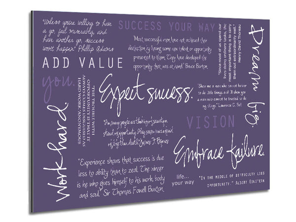 Work Hard Dream Big Expect Success Lilac Metal Print