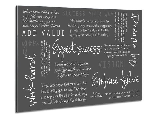 Work Hard Dream Big Expect Success Grey Metal Print