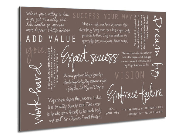 Work Hard Dream Big Expect Success Beige Metal Print