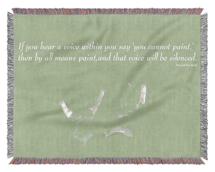 Vincent Van Gogh If You Hear A Voice Lime Green Woven Blanket