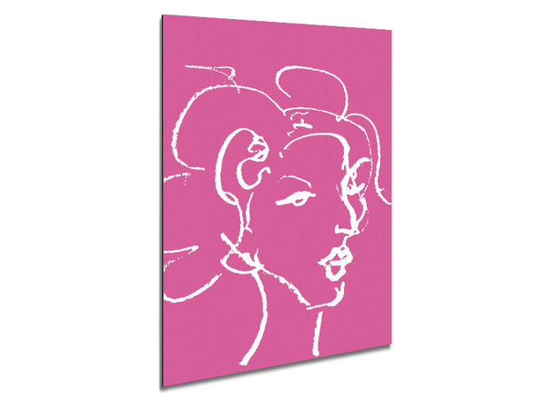 Pretty Lady Sketch Pink Metal Print