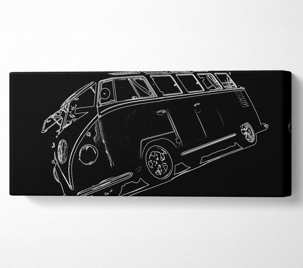 VW Camper White On Black