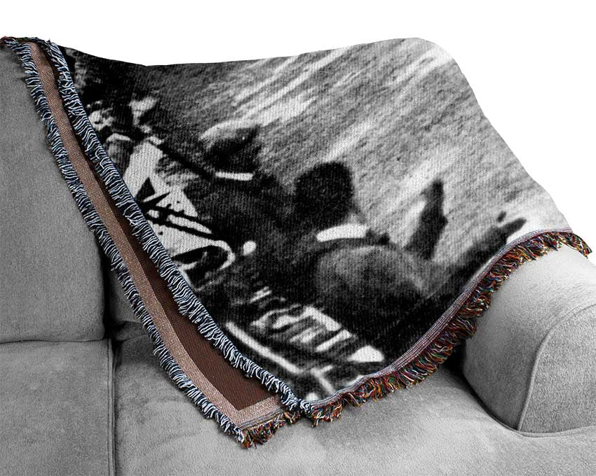 Vintage Formula One Crowd Woven Blanket