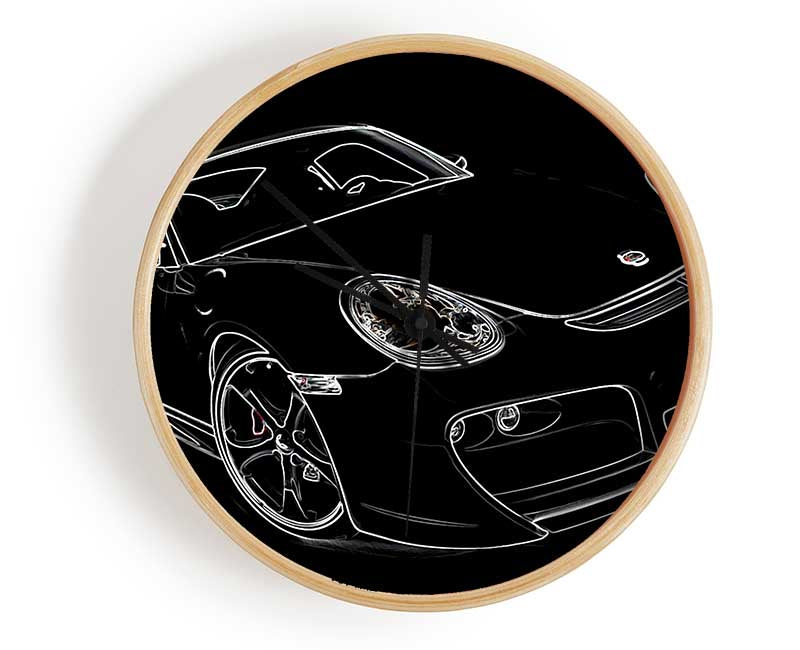 Porsche 911 White On Black Clock - Wallart-Direct UK