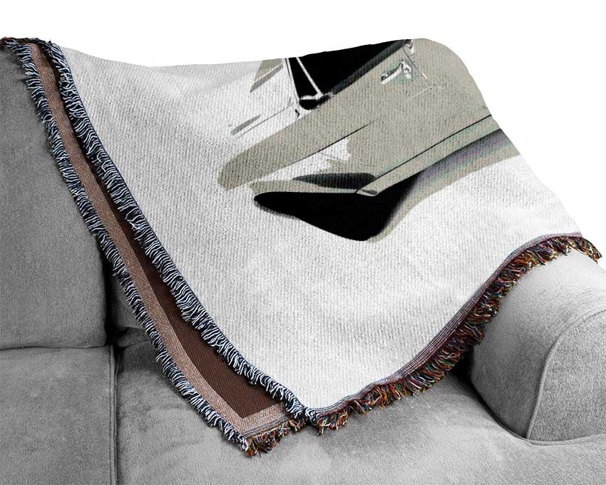 Mustang Rear B n W Red Lights Woven Blanket