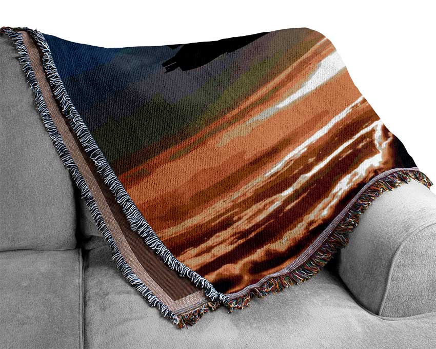 Fighter Pilots At Sunset Woven Blanket